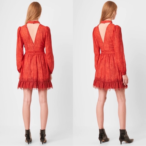 French connection red poppy lace mini dress size 8 - Picture 2 of 14